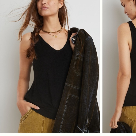 Anthropologie Zahra V-neck Tank Top in Black Size Medium - Picture 1 of 13